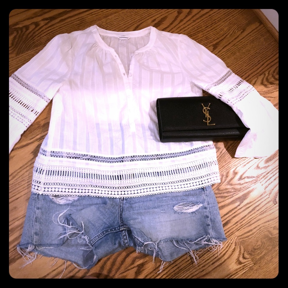 Club Monaco white blouse eyelet